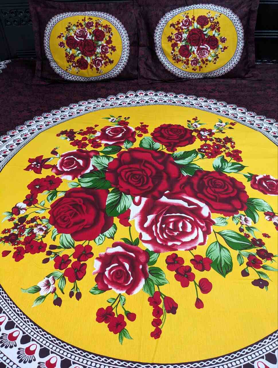 100% Twill Fabric High Quality Standard Design Bedsheet  (৩ পিসের সেট)